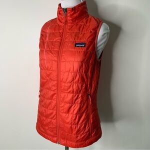 Payagonia Women’s Orange Red Lightweight Full Zip Nano Puff Vest Size XS